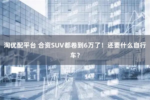 淘优配平台 合资SUV都卷到6万了！还要什么自行车？