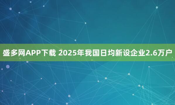 盛多网APP下载 2025年我国日均新设企业2.6万户